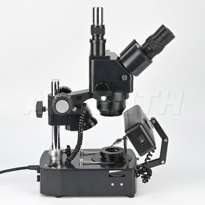 Albenth 10X-40X Jewelry Gem Trinocular Stereo Microscope on Pillar Stand