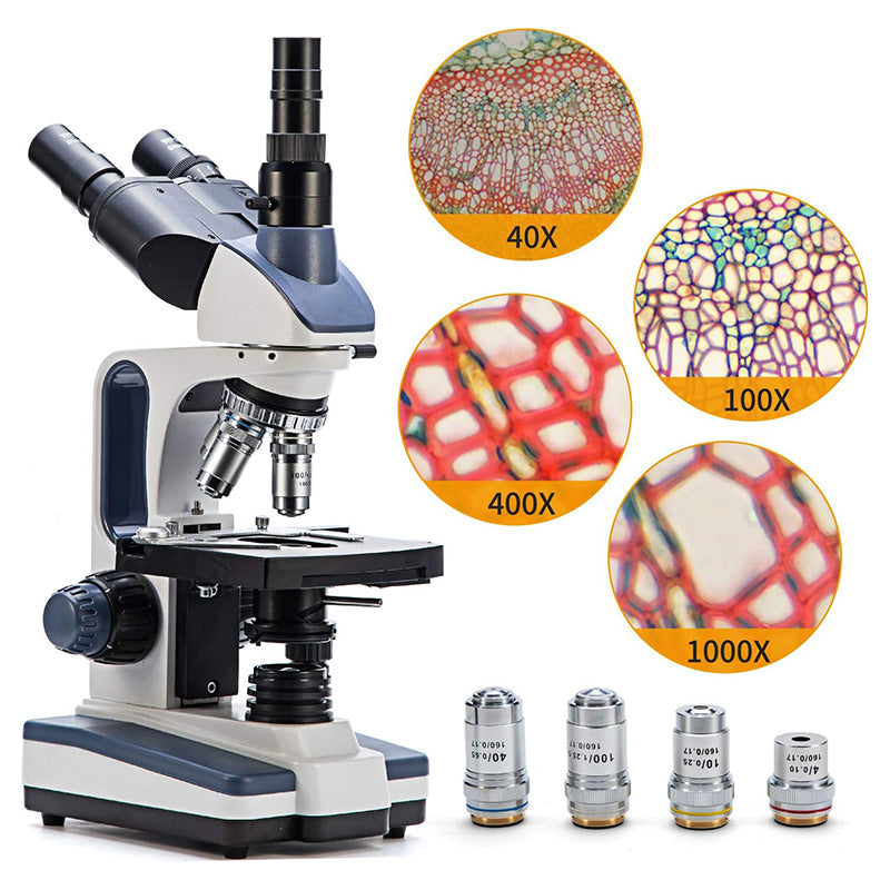 SWIFT SW350T 40X-2500X Trinocular Microscope With 3.1MP/5.1MP/10MP Camera, 10X 25X Eyepieces, Mechanical Stage, Abbe Condenser