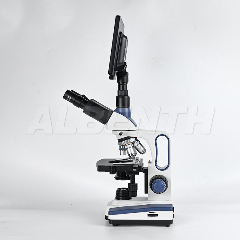 SWIFT SW350T Trinocular Compound Microscope SW350T, 40X-2500X Magnification With 2MP/4MP 10.1'' LCD Microscope Camera Siedentopf Head, Research-Grade, Two-Layer Mechanical Stage
