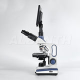 SWIFT SW350T Trinocular Compound Microscope SW350T, 40X-2500X Magnification With 2MP/4MP 10.1'' LCD Microscope Camera Siedentopf Head, Research-Grade, Two-Layer Mechanical Stage