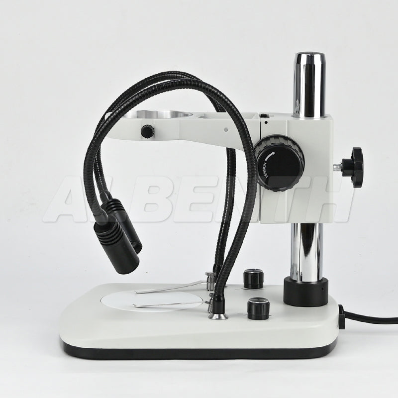 Albenth Stereo Microscope Table Stand With Dimming Dual Gooseneck LED Illuminator & Focusing Rack