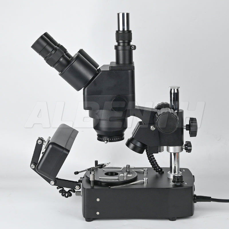 Albenth 10X-40X Jewelry Gem Trinocular Stereo Microscope With Polarizer, Analyzer