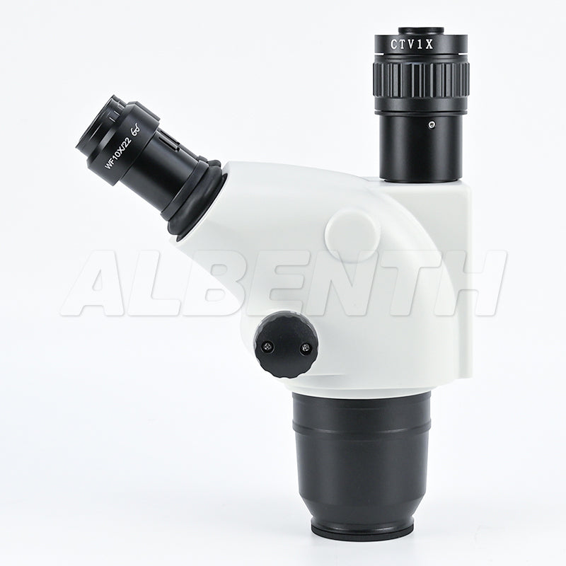 Testa del microscopio di zoom stereo trinoculare 0.65-6.5x