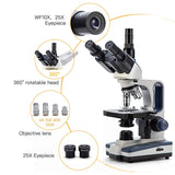 SWIFT SW350T 40X-2500X Trinocular Microscope With 3.1MP/5.1MP/10MP Camera, 10X 25X Eyepieces, Mechanical Stage, Abbe Condenser