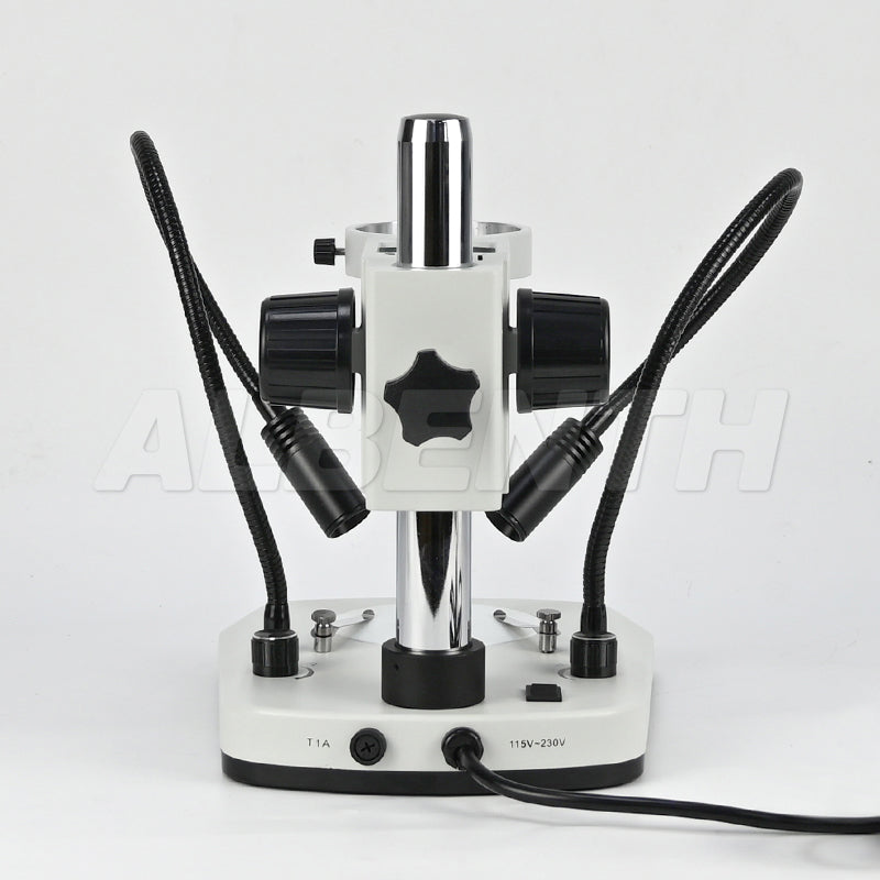 Albenth Stereo Microscope Table Stand With Dimming Dual Gooseneck LED Illuminator & Focusing Rack