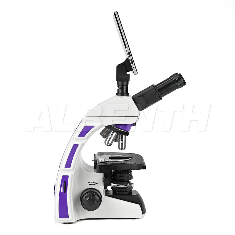 40x-2500x DIN Achromatic Objective Trinocular Laboratory Compound Microscope With 5.0MP LCD Touch Pad Screen