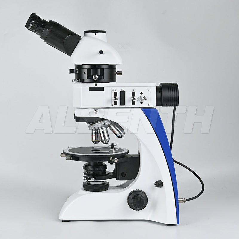 Albenth 40X-400X Transmitting Reflecting Polarizing Trinocular Microscope With Revolving Round Stage LED Illumination