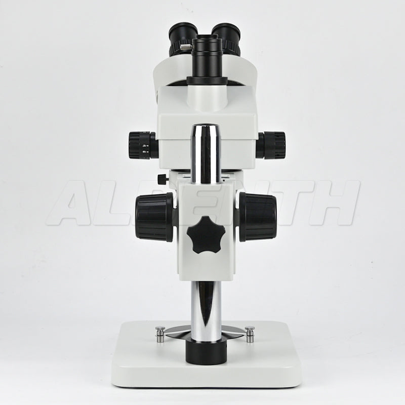 Albenth 7-45X Trinocular Zoom Stereo Microscope on Pole Stand With 0.5X Auxiliary Lens