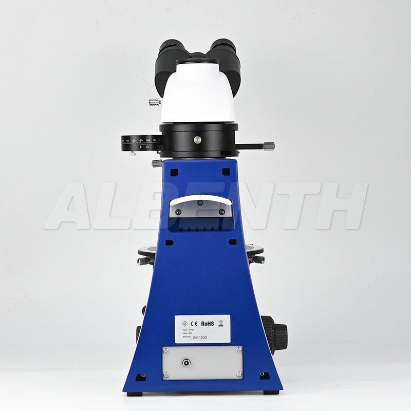 Albenth 40X-400X Transmitting Polarizing Trinocular Microscope Revolving Round Stage Halogen Illumination