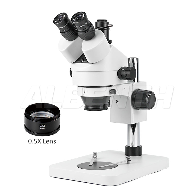 Albenth 7-45X Trinocular Zoom Stereo Microscope Pillar Stand Microscope