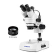 Microscopio zoom stereo trinoculare 7x-45x con incidente e sorgente luminosa trasmessa