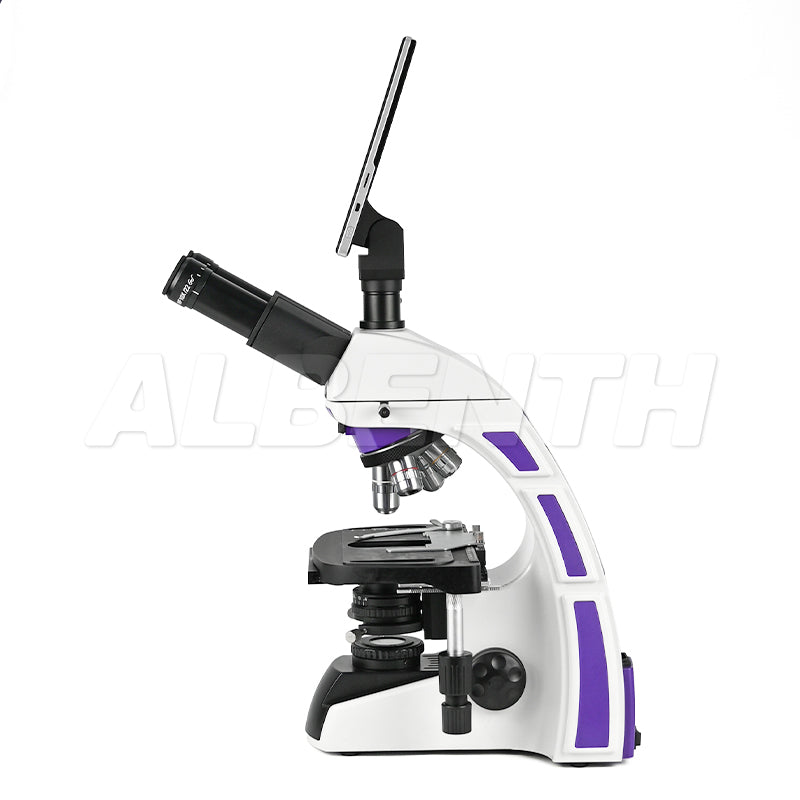 40x-2500x DIN Achromatic Objective Trinocular Laboratory Compound Microscope With 5.0MP LCD Touch Pad Screen