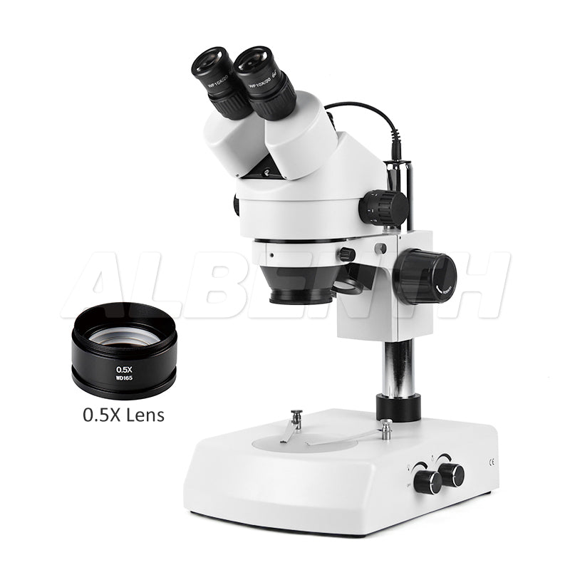 Albenth 7X-45X Binocular Stereo Zoom Microscope with Incident and Transmitted Light Source