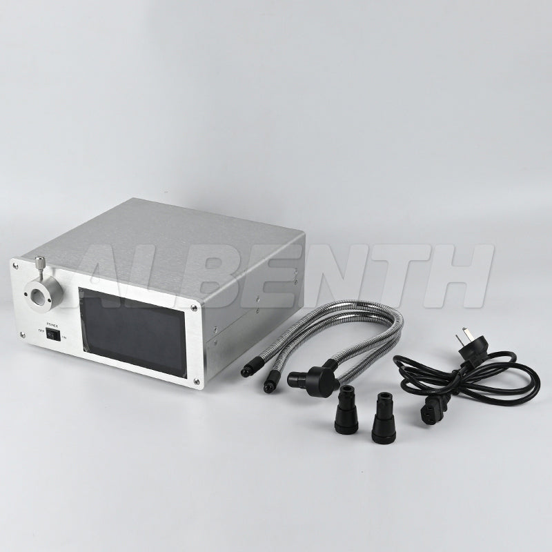 20W 6400K Color-mixing RGB LED Illuminator LED Fiber Optic Cold Light Source White/Red/Green/Blue Digital Adjustable Dual Gooseneck RGBW Quad-Color COB LED Microscope Illuminator 100–240V