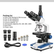 Albenth 40X-2500X Professional LED Brightfield Binocular/Trinocular Microscope Magnification With Dual Layer Mechanical Stage LED Light for Educational Science Lab Microscope