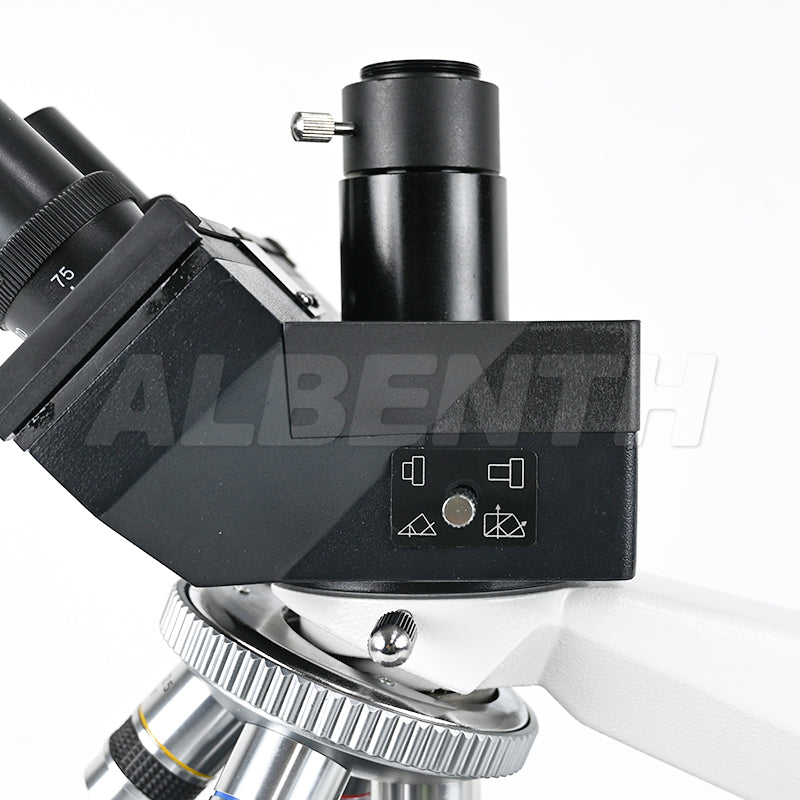 Albenth 40X-1600X Trinocular Biological Achromatic Microscope With Double Layer Mechanical Stage 1W LED Light, 1X Camera Adapter