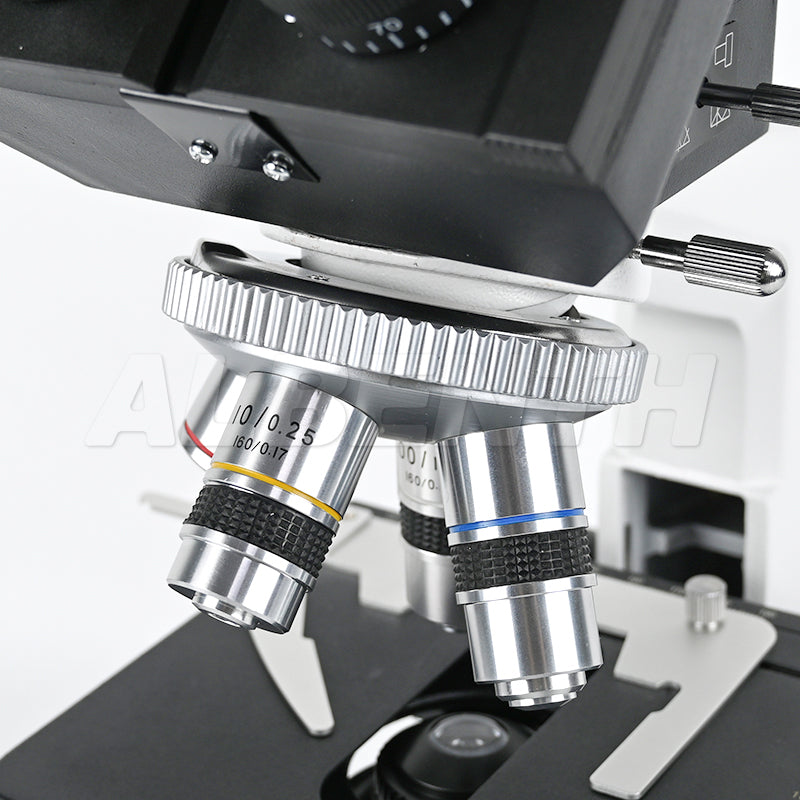 Albenth 40X-1600X Trinocular Biological Achromatic Microscope With Double Layer Mechanical Stage 1W LED Light, 1X Camera Adapter