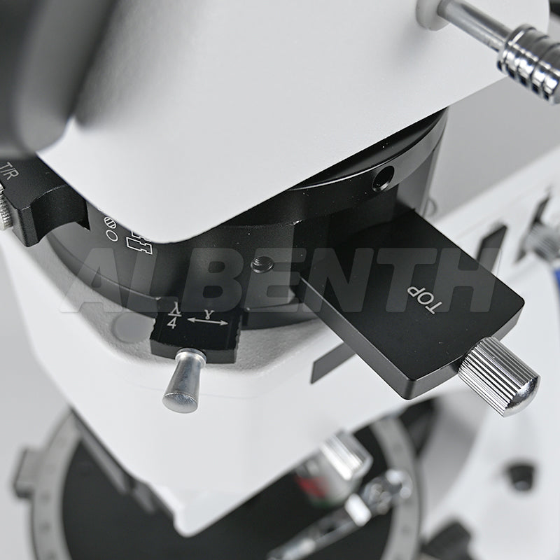 Albenth 40X-400X Transmitting Reflecting Polarizing Trinocular Microscope With Revolving Round Stage LED Illumination