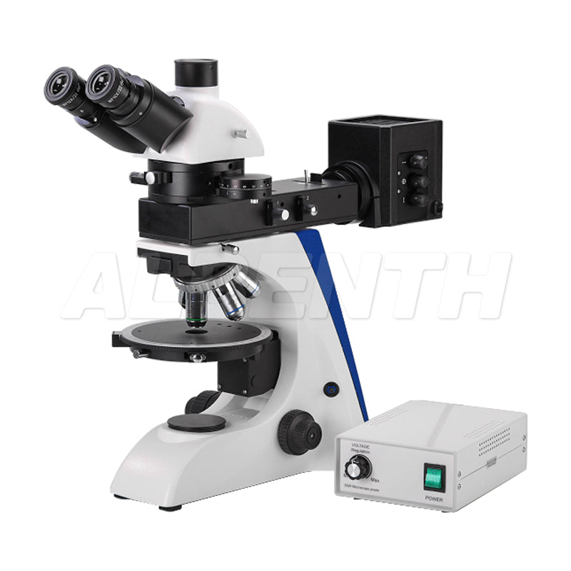 50X-500X Reflecting Illumination Polarizing Trinocular Microscope With Non-stress LWD Infinity Plan Objective Revolving Round Stage Halogen Illumination For Geological, Mineralogy Materials Science