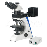 40X-400X Transmitting Reflecting Polarizing Trinocular Microscope With Revolving Round Stage Transmission Reflection Halogen Illumination