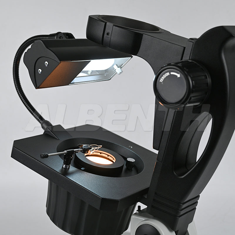 Albenth Professional Gemology Microscope Stand with Reflected 7W Fluorescent Lamp