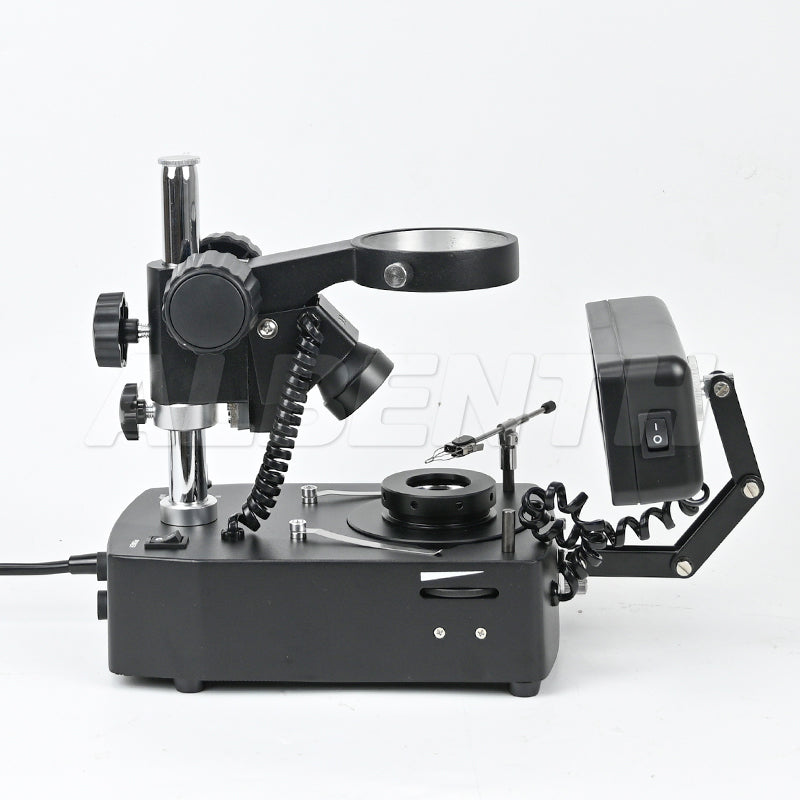 VG2 Diamond/Jewelry Metal Unique Adjustable Microscope Stand With Darkfield Attachment Transmission and Reflection Light