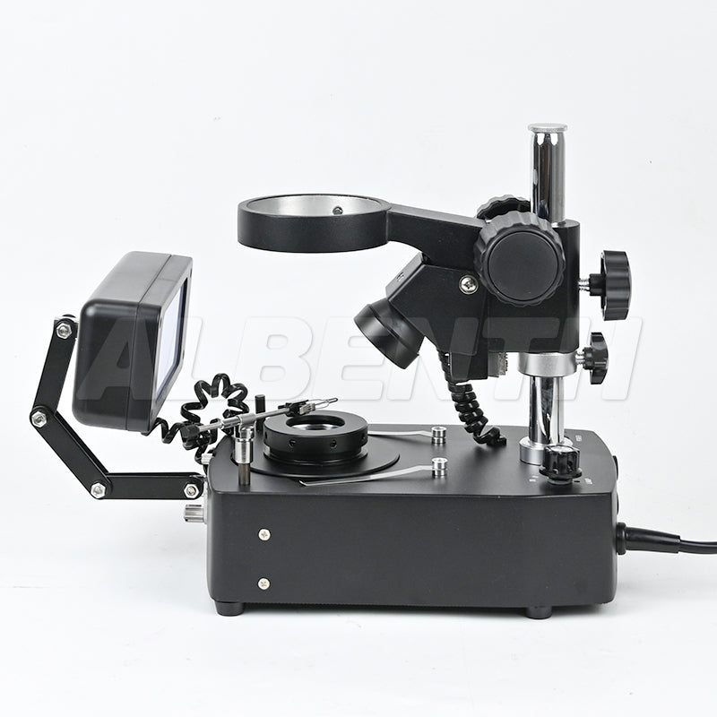 VG2 Diamond/Jewelry Metal Unique Adjustable Microscope Stand With Darkfield Attachment Transmission and Reflection Light