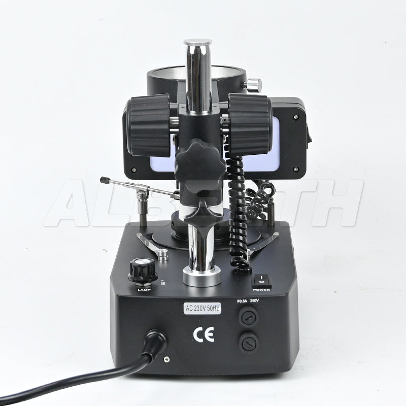 VG2 Diamond/Jewelry Metal Unique Adjustable Microscope Stand With Darkfield Attachment Transmission and Reflection Light