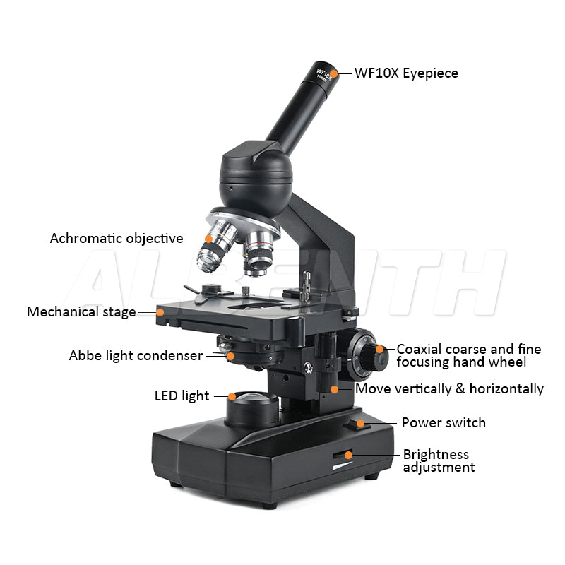 Albenth 40X-1600X Magnification Student Monocular Compound Biological Microscope