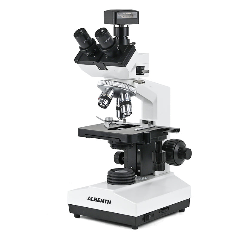 Albenth 40X-1600X FHD Digital Trinocular Biological Lab Microscope With 5MP Camera, 10X 16X Eyepieces, Micrometer Suitable For Laboratories, School Education, Hospital Testing