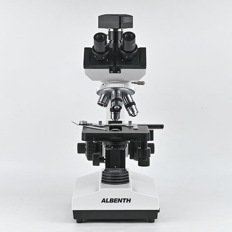 Albenth 40X-1600X FHD Digital Trinocular Biological Lab Microscope With 5MP Camera, 10X 16X Eyepieces, Micrometer Suitable For Laboratories, School Education, Hospital Testing