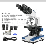 Albenth 40X-2500X Professional LED Brightfield Binocular/Trinocular Microscope Magnification With Dual Layer Mechanical Stage LED Light for Educational Science Lab Microscope