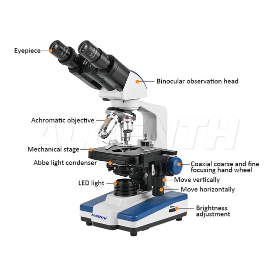 Albenth 40X-2500X Classic LED Binocular Brightfield Biological Microscope