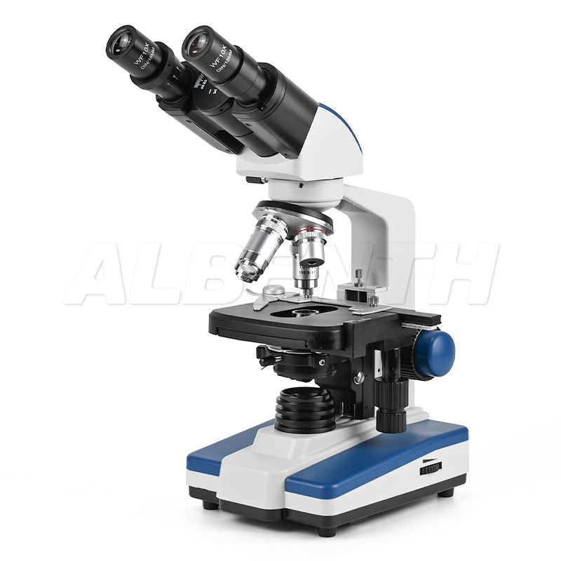 Albenth 40X-2500X Professional LED Brightfield Binocular/Trinocular Microscope Magnification With Dual Layer Mechanical Stage LED Light for Educational Science Lab Microscope