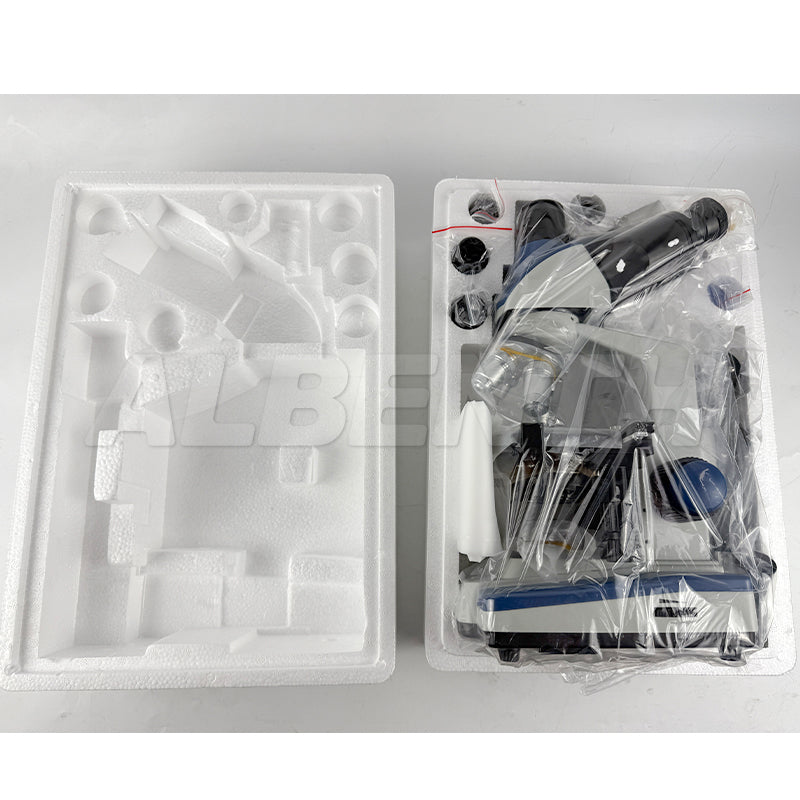 Albenth 2MP/4MP 10" Screen LCD Professional Digital Trinocular Biological Microscope, LED Light 40X-2500X Magnification, Two-Layer Mechanical Stage