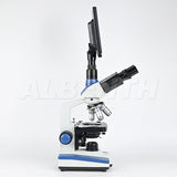 Albenth 2MP/4MP 10" Screen LCD Professional Digital Trinocular Biological Microscope, LED Light 40X-2500X Magnification, Two-Layer Mechanical Stage