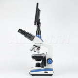 Albenth 2MP/4MP 10" Screen LCD Professional Digital Trinocular Biological Microscope, LED Light 40X-2500X Magnification, Two-Layer Mechanical Stage