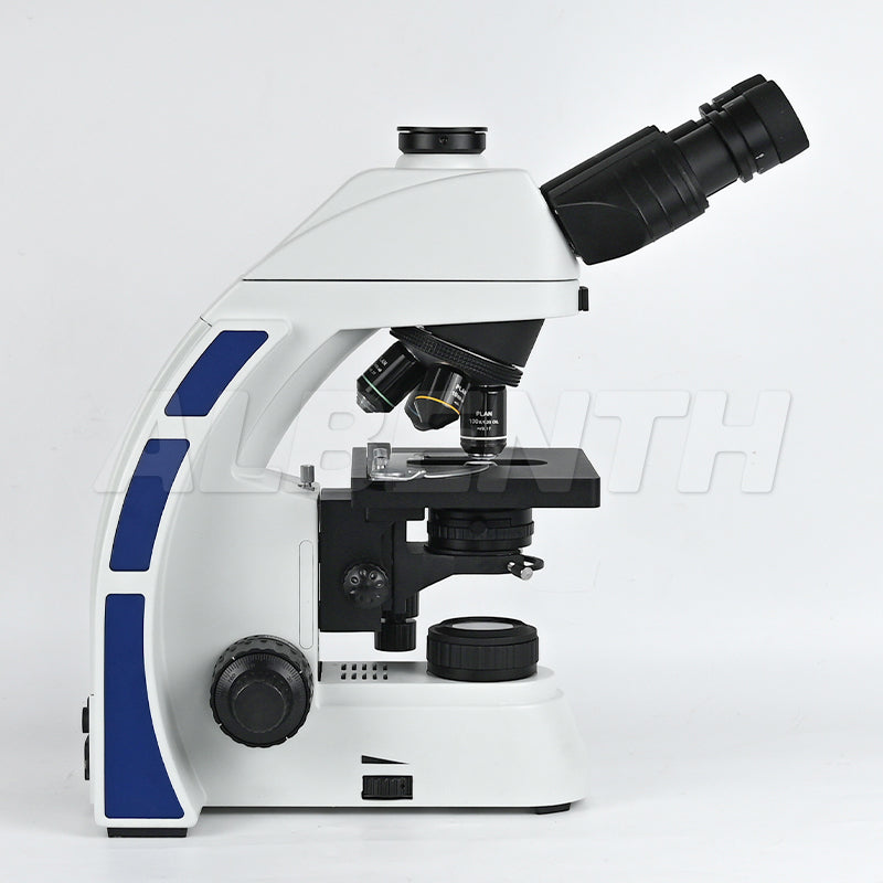 Albenth 40X-1000X Professional Trinocular Research Level Biological Microscope With Infinity Plan Achromatic Objective Coaxial Mechanical Stage LED Transmission Illuminator Koehler Condenser C-type Camera Adapter