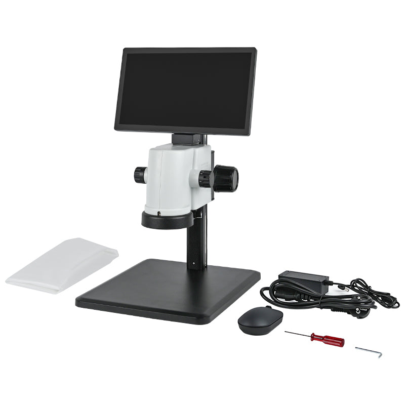 0.7X-4.5X Zoom Range Video Stereo Microscope Built-in 5MP Camera With 12 Inch LCD Screen