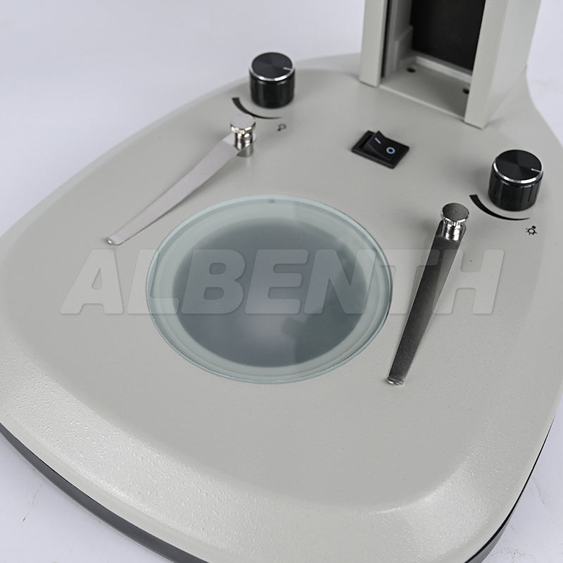 Microscope Track Stand With Coarse Fine Adjustment 76mm Focusing Rack Top and Bottom LED Light (Separate Dimmable) For Stereo Microscope