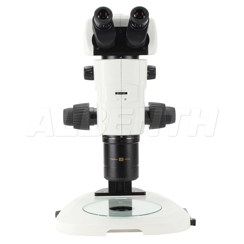 Albenth 7.5-135X Research Grade Stereo Trinocular Microscope With Track Stand and Main objective