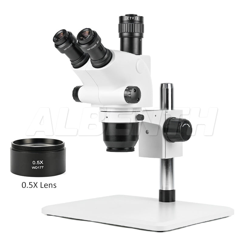 Albenth 6.5X-65X Stereo Trinocular Microscope with Super Large Microscope Table Stand