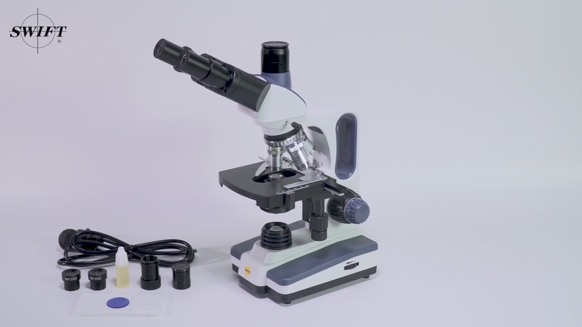 SWIFT SW350T 40X-2500X Biological Trinocular Microscope With 10X 25X Eyepieces, Mechanical Stage, Abbe Condenser