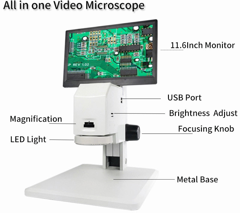 Microscope With Led Screen 1080P Digital LED Trinocular Zoom Stereo Microscope with 11.6 inch LCD ...