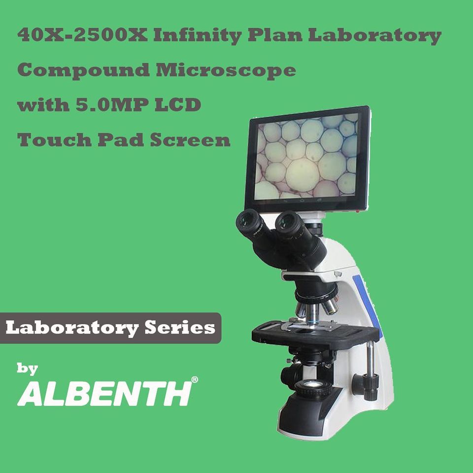 40X-2500X Infinity Plan Laboratory Compound Microscope with 5.0MP LCD ...
