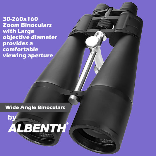 Il binocolo zoom 30-260x160 con ampio diametro obiettivo offre un'apertura di visualizzazione confortevole